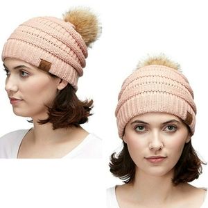 C.C Beanie Fur Pom CC Beanie (HAT43)